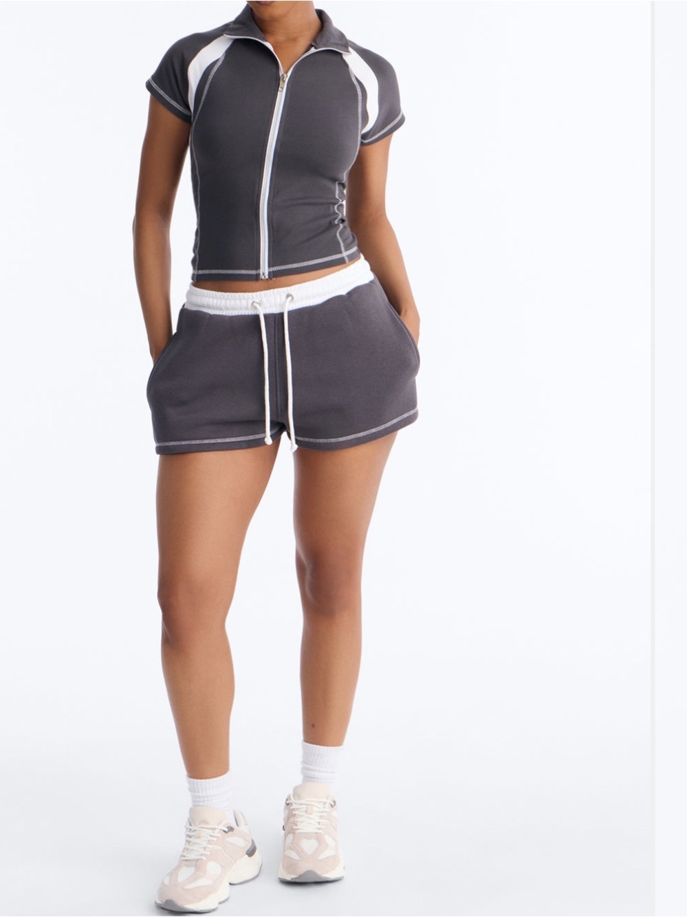 Fashion Nova Charcoal Gray Athletic matching set